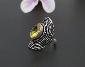 Vintage Design 925 Sterling Silver Bezel Set 7x9mm Oval Cut <b>Citrine</b> <b>Ring</b> Fine Jewelry for Women Girls Anniversary Wedding Party - Product Image 3