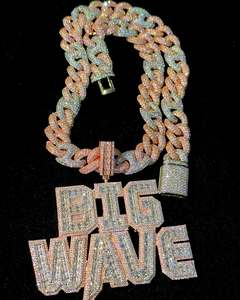Colgante de moissanita real de 4 quilates con chapado en oro blanco de 14 quilates Corte redondo Estilo hip-hop Corte de princesa personalizable - Product Image 1
