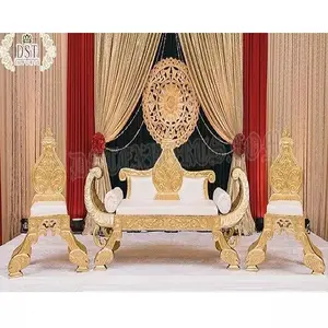 Bonito casamento noiva loveseat, com duas cadeiras, árabe estilo barco de casamento, noiva & noivo, conjunto de sofá, receptor