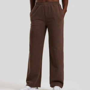 Pantalons de survêtement en molleton pour femmes, coupe droite, doux et confortable, taille mi-haute, coupe régulière, pantalon de détente, décontracté, hiver - Product Image 1