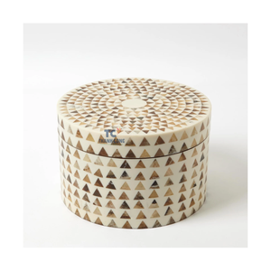 Boîte de luxe en incrustation de nacre Boîte à bijoux pour serpillière Boîtes rondes décoratives florales Vente en gros - Product Image 6