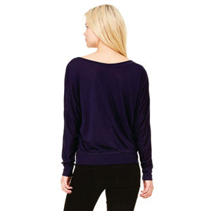 ผ้าจับจีบแบบหลวมๆสำหรับผู้หญิง,ผ้าโพลี65% Viscose 32 Single 35% Oz Midnight Flowy เสื้อยืดแขนยาวเปิดไหล่ - Product Image 3