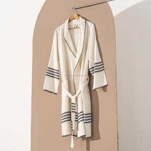 Albornoz de lino y algodón unisex hecho en Turquía, tela transpirable, peso ligero, secado rápido, verano, todo el año, ropa de dormir, ropa de salón - Product Image 6