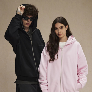 Sweat-shirts et hoodies pour hommes, coupe carrée, grammage lourd, zippés intégralement, pour le sport, avec broderie et impression 3D en relief - Product Image 1