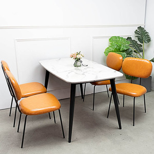 Ensemble de table à manger extensible Aster 140x80cm, pieds en fer et plateau en marbre AK218A, petit mobilier pour la maison et les restaurants - Product Image 5