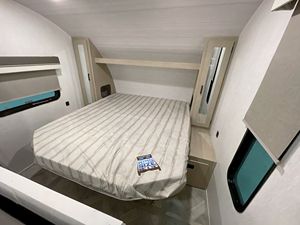 Modern Gray Mini Caravan with Slide Out Kitchen 4 Person Travel Trailer Comfortable <b>PVC</b> Floor Interior - Product Image 4