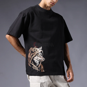 T-shirt surdimensionné pour hommes en gros 100% coton T-shirt graphique Boxy lourd avec impression numérique personnalisée Streetwear - Product Image 5