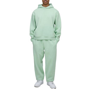 Custom Logo Acid Wash Winter Pullover Hoodie & Light <b>Green</b> Eco-Friendly 2-in-1 Sweatsuit <b>Tracksuit</b> for <b>Men</b> Wholesale - Product Image 1