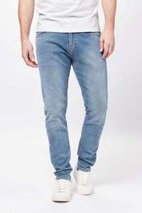 Pantalon en jean droit de couleur bleue uni à jambe large Stretch Slim Fit Blank Vente en gros Meilleure vente en gros Respirant - Product Image 4