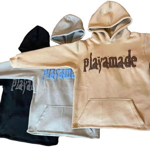 Sudadera polar extragrande de algodón para hombre, sudadera unisex de chenilla con capucha, recortada y personalizada - Product Image 1