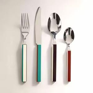 Ensemble de couverts en résine verte, pratique, de qualité, cuillère, fourchette, couteau, ensemble de couverts - Product Image 5