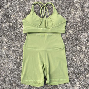 ชุดครอปเอวสูงสำหรับผู้หญิงชุดครอปเอวสูงและเลกกิ้งออกกำลังกายชุดเล่นโยคะกันยูวีระบายอากาศได้พร้อมบราออกกำลังกาย - Product Image 4