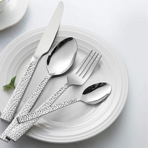 Fourniture directe d'usine de qualité supérieure en acier inoxydable personnalisé dîner couverts outils argentés gravés couverts ensembles ustensiles creux - Product Image 3
