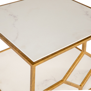 Table basse carrée avec base en fer Quartz Top Design élégant et durable Structure durable Fabricant direct usine - Product Image 5