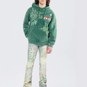 Sudadera con Capucha Extra Grande Personalizada con Pedrería, Oferta de Invierno, 100% Algodón, Transpirable, Felpa, Sudadera Vintage de Alta Calidad para Hombre - Product Image 5