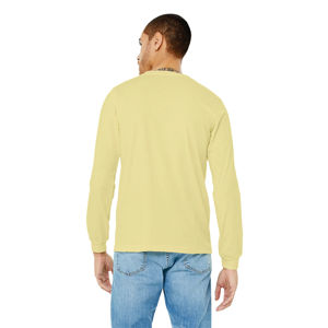 T-shirt à manches longues chiné vanille française style formel avec confort crémeux 52% Airlume coton peigné 48% tissu en mélange de poly - Product Image 3