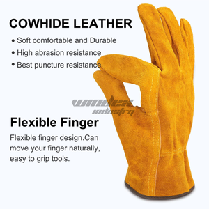 Guantes de trabajo de cuero para hombres y mujeres Guantes de jardinería de cuero transpirables Soldadura, construcción, motosierra, granja, rancho-L - Product Image 4