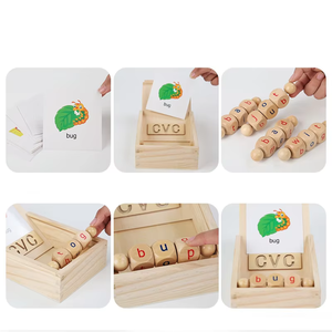 บล็อกตัวต่อแบบหมุนได้ตัวอักษรลูกบาศก์ตัวอักษรเกมสะกดความรู้ความเข้าใจภาษาอังกฤษ Phonics <span class=keywords><strong>เด็ก</strong></span>ไม้มอนเตสซอรี่สำหรับการเรียนการสอนของเล่นช่วย - Product Image 6