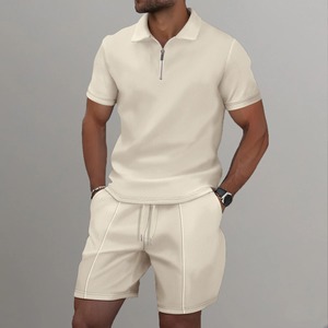 Premium Casual 2025 Shorts Ensemble pour Hommes Nouvel Été 100% Coton T-Shirt Ensembles Personnalisé Respirant Shorts Chemise Ensemble - Product Image 6