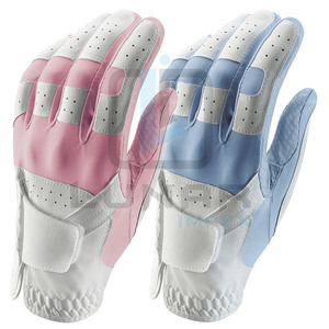 Excelente Super Suave Bien Transpirable Color Azul Cabretta Piel de Oveja Golf Grip Comfort & Pressure Free Leather Palm Guantes de Golf - Product Image 5