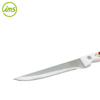 Ensemble de 4 couteaux à steak en acier inoxydable dentelé avec un motif floral écologique sur le manche