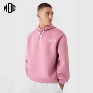 เสื้อฮู้ดโอเวอร์ไซส์สำหรับผู้ชายเสื้อมีฮู้ดบุผ้าเทอร์รี่ระบายอากาศได้ดีมีสไตล์สีชมพูขนาดใหญ่มีตราสินค้าใหม่ - Product Image 1