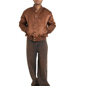 Blousons bombardiers Varsity Satin Casual Vestes pour hommes Sportswear Button Down Custom Design College Baseball Jacket For Men OEM - Product Image 4