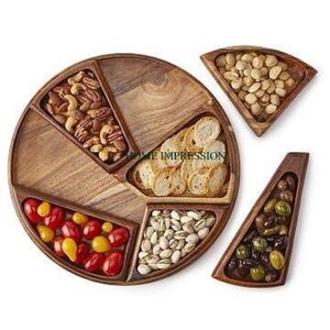 Plato de Madera de Mango Ecológico en Oferta, Plato de Madera Duradero de Gran Tamaño para Servir Aperitivos, Momos, Decoración de Mesa de Comedor Moderna - Product Image 5