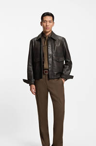 Stylish Mens Leather <b>Jacket</b> Breathable Material Comfortable Zipper Stand Collar Casual Winter Outerwear for Men Fashion Wear - Product Image 2