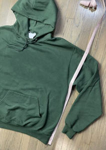 Sweat à capuche pour homme taille XS Green Block 100% coton polaire français fermeture éclair complète style hiver avec logo brodé - Product Image 4