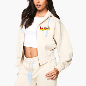 เสื้อฮู้ดผู้หญิงแฟชั่นใหม่ คุณภาพพรีเมียม สำหรับฤดูหนาว สวมใส่สบายๆ ทุกวัน ทรงหลวม ไหล่ตก สีพื้น แบบครอปด้านหน้า - Product Image 4