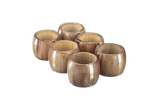 Anneaux de serviette en laiton et bois faits à la main en forme d'animal mignon 6 pièces pour décor de table pour Noël Thanksgiving autres fêtes - Product Image 2