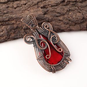 Red Garnet Gemstone Pear Cut Copper Wire <b>Wrapped</b> Fashion Pendant Necklace Oxidized Silver <b>Bridal</b> Party Wear Today Jewelry - Product Image 3
