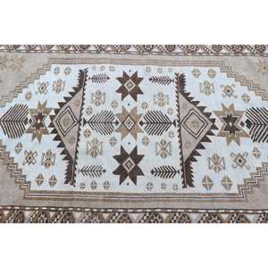 Alfombra Turca Vintage de 3.2x6 pies, Alfombra con Bordes Marrones - Product Image 5