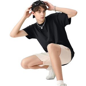 T-shirt Homme Personnalisable Uni 100% Coton Haute Qualité Coupe Oversize Épais Respirant Anti-boulochage Manches Courtes Style Hip Hop - Product Image 2