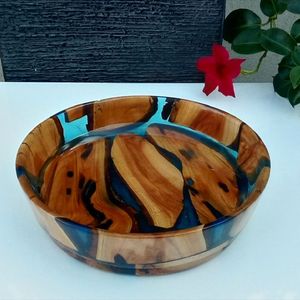 Tazón de Ensalada de Resina de Madera Natural Hecho a Mano, Sostenible, Desechable, Ecológico, Apto para Lavavajillas, para Fiestas, India - Product Image 4