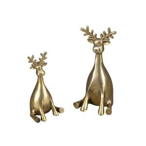 Sculpture de cerf en laiton doré minimaliste, statue de renne abstraite, art créatif, artisanat en métal animal pour la décoration de hall d'hôtel de luxe - Product Image 3