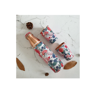 Bouteille d'eau ronde en cuivre fabriquée à la main de haute qualité Style classique émail imprimé anti-rayures pour la pratique du yoga - Product Image 1