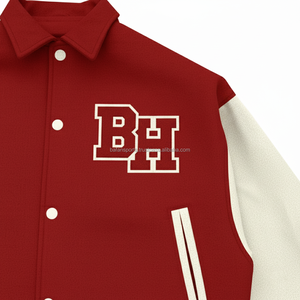 450 GSM laine mélangée Varsity Jacket doublure intérieure rouge et blanche Logo personnalisé avec broderie Chenille Patch vestes universitaires pour femmes - Product Image 6