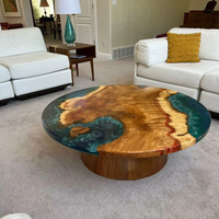 Table à manger/à café de luxe moderne en bois d'acacia et résine, faite à la main, imperméable, couleur personnalisée, respectueuse de l'environnement, pour la maison, Diwali