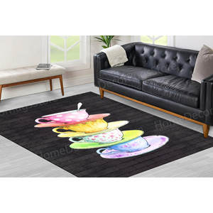 Tapis imprimé : moderne, coloré, mignon, pour les amateurs de café, cadeau de pendaison de crémaillère, avec un tapis moelleux - Product Image 3