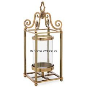 Candelabro de farol decorativo de lujo de diseñador inspirado en arte rústico Vintage de madera y vidrio transparente de alta calidad estándar - Product Image 3