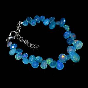 Paraiba <b>Opal</b> Necklace Faceted Teardrop Beads Adjustable Length Silver Beaded Gemstone Jewelry Multi Rainbow Premium Quality for - Product Image 4