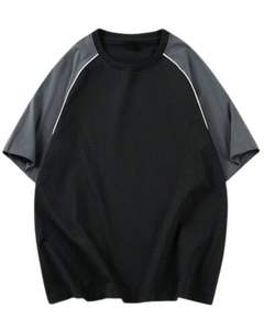 Manufacturer Oversized Black And <b>Grey</b> Raglan Sleeve Cotton <b>T</b> <b>Shirt</b> Casual Streetwear Unisex Plain Minimalist Summer Fashion Tee - Product Image 1