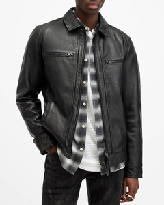 Veste en cuir de mouton personnalisée de qualité supérieure pour hommes avec col montant fermeture à glissière de style rue haute saison de printemps - Product Image 1