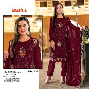 Salwar Kameez pour femmes en fausse fourrure lourde et en georgette, nouveau style, design moderne, robe de mariée - Product Image 3