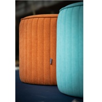 Pouf Pouf Verti OEM Service Contreplaqué Cadre Pin Mousse Densité Ronde Tissu Couverture Moderne Confortable Ottoman Fabriqué au Vietnam