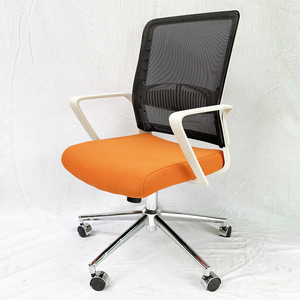Silla de Oficina Giratoria Java XT01 HOGVP137, Silla Elevadora Minimalista con Cojín de Tela Naranja y Estructura Blanca para Hogar, Taller, Dormitorio - Product Image 1