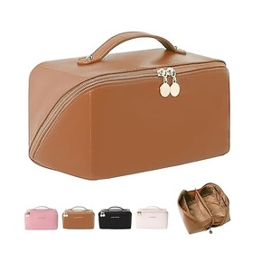Luxurious Leather Makeup <b>Bag</b> Customizable Fashionable <b>Bridesmaid</b> for Toiletry Cosmetic Pouch with Zipper for Travel - Product Image 1