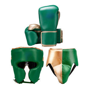 100% cuero genuino MMA Fighters 3 piezas conjuntos de boxeo guantes acolchados protector de la ingle Head Gear Sparring Sets personalizados - Product Image 5